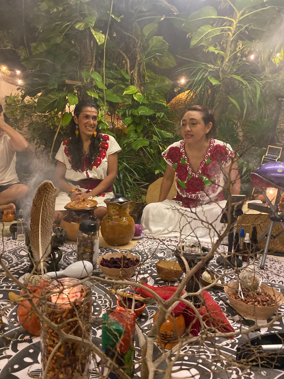 Cacao ceremony setting